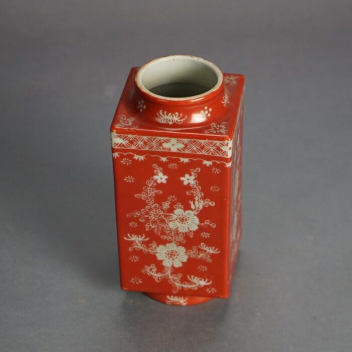 antique chinese porcelain vase orange with floral design c1920 4348