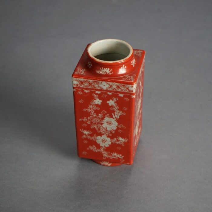 antique chinese porcelain vase orange with floral design c1920 7899