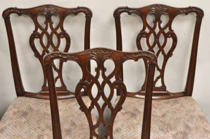 antique chippendale georgian style carved mahogany dining side chairs set of 6 5535