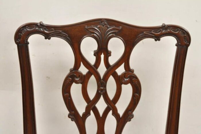 antique chippendale georgian style carved mahogany dining side chairs set of 6 6512