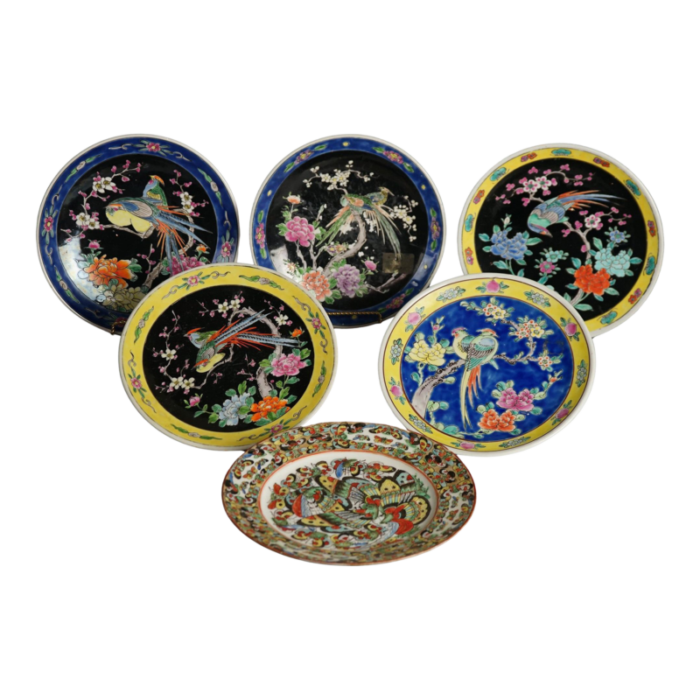 antique circa 1920 japanese satsuma hand painted porcelain plates set of 6 9535