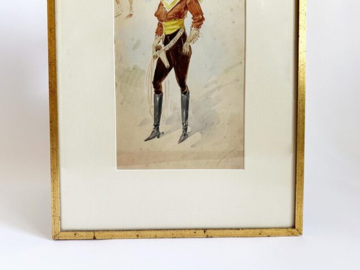 antique cowgirl costume design painting alfredo edel watercolor original art framed 3448