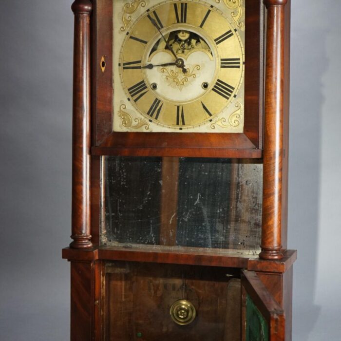 antique eli terry school american empire flame mahogany mantle clock c1840 2886