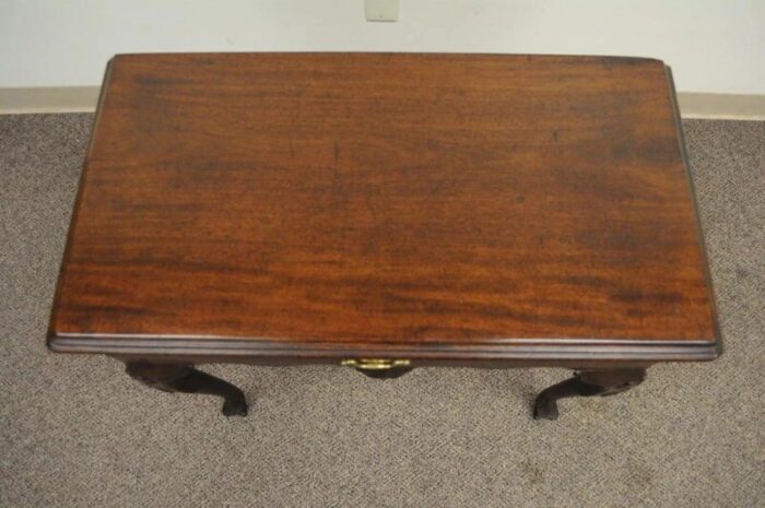 antique english georgian queen anne shell carved mahogany console hall table 6092