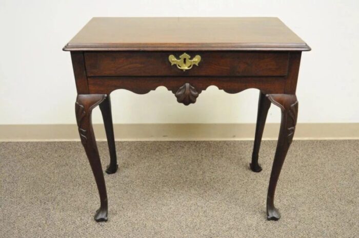 antique english georgian queen anne shell carved mahogany console hall table 9867