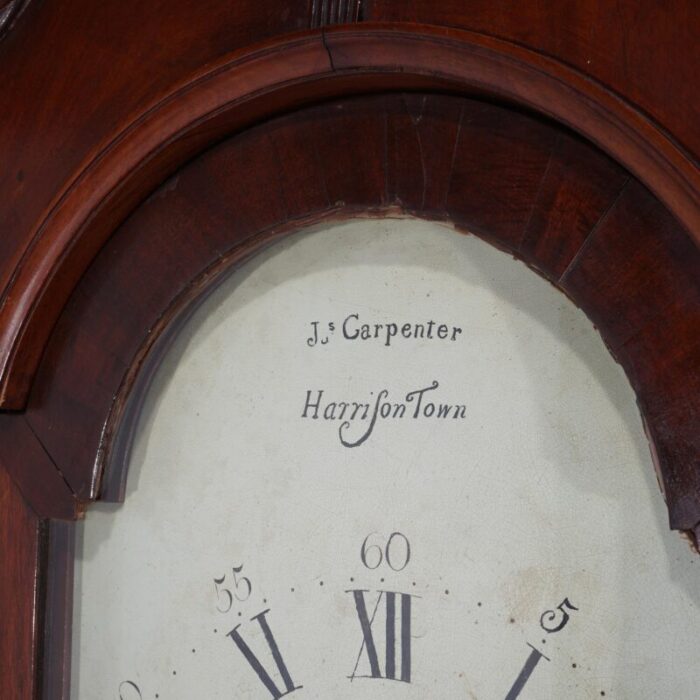 antique english j carpenter harris town flame mahogany grandfather clock 19th century 4876