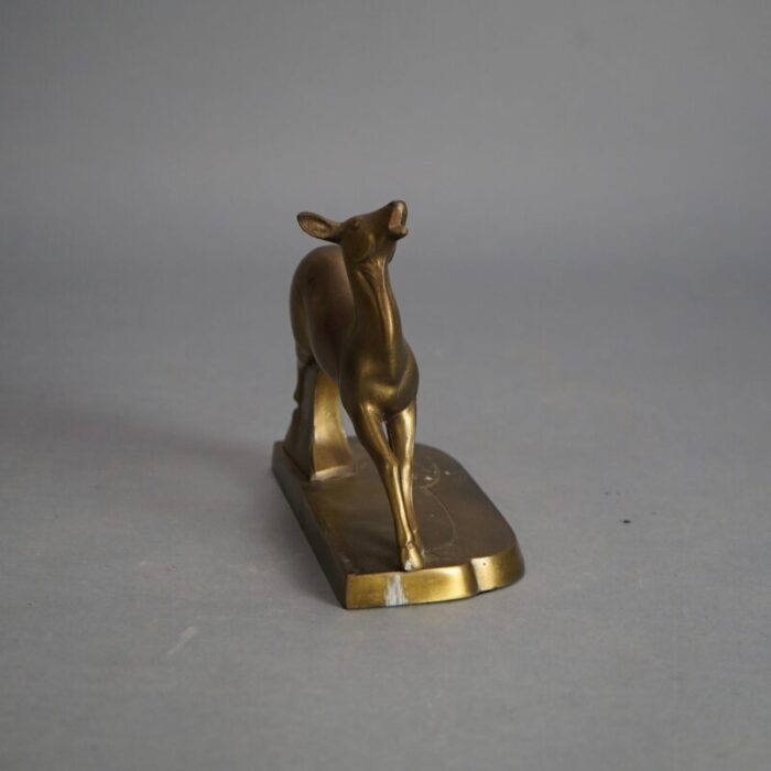 antique frankart art deco gilt cast metal figural deer bookends circa 1930 a pair 8537