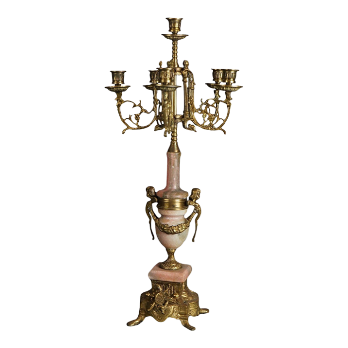 antique french louis xv style bronze and rouge marble figural candelabra circa 1920 1477