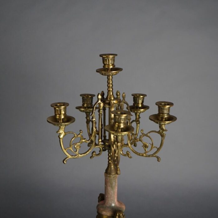 antique french louis xv style bronze and rouge marble figural candelabra circa 1920 4747