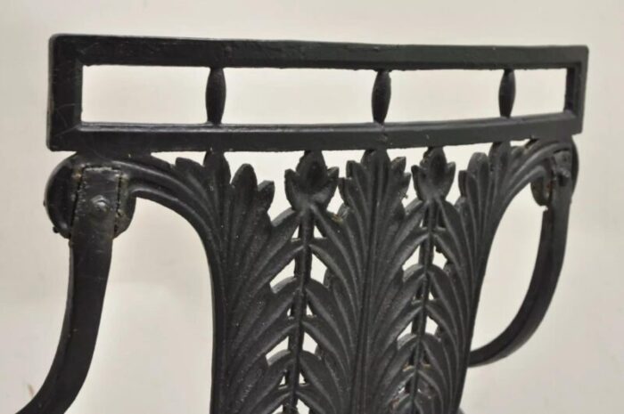 antique french regency style cast iron wooden slat garden arm chair 5294