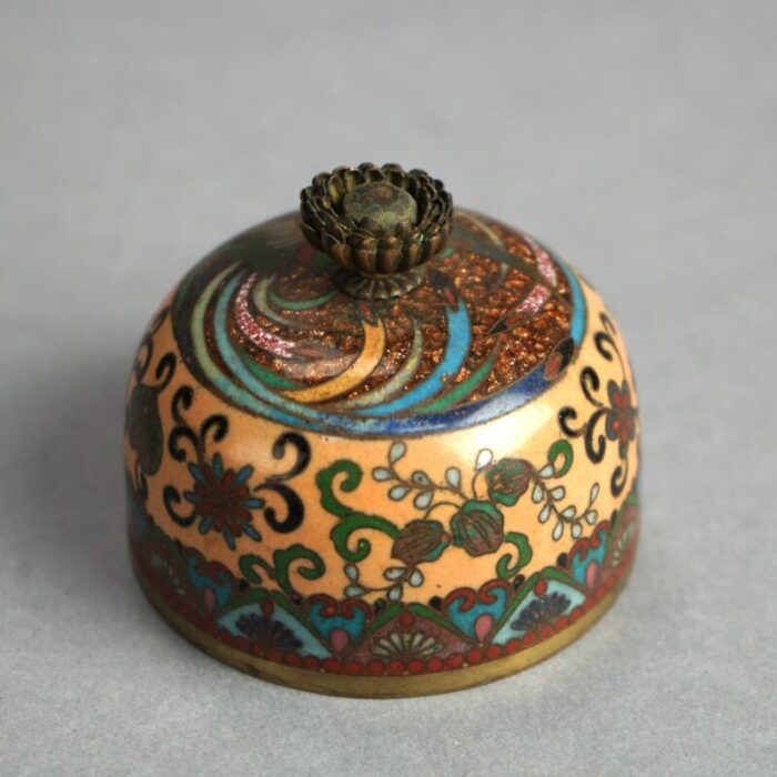 antique japanese meiji cloisonne enameled and lidded scent dragon jar circa 1920 5106