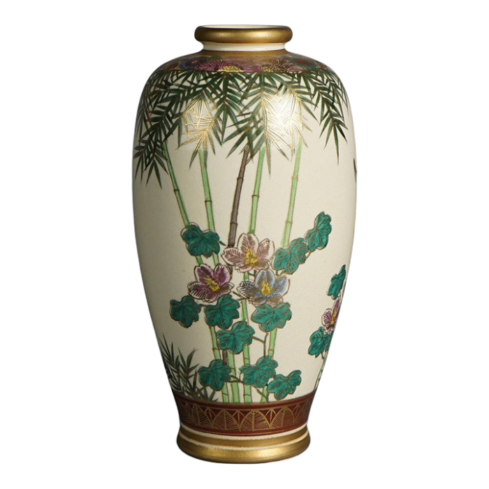 antique japanese meiji satsuma hand painted and gilt porcelain vase c1910 6308