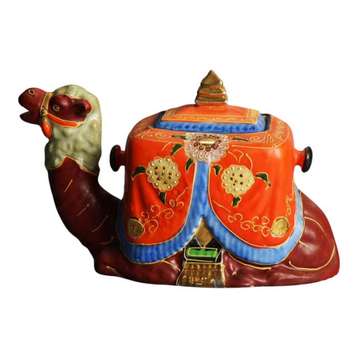 antique japanese satsuma figural pottery camel jar circa 1920 3768