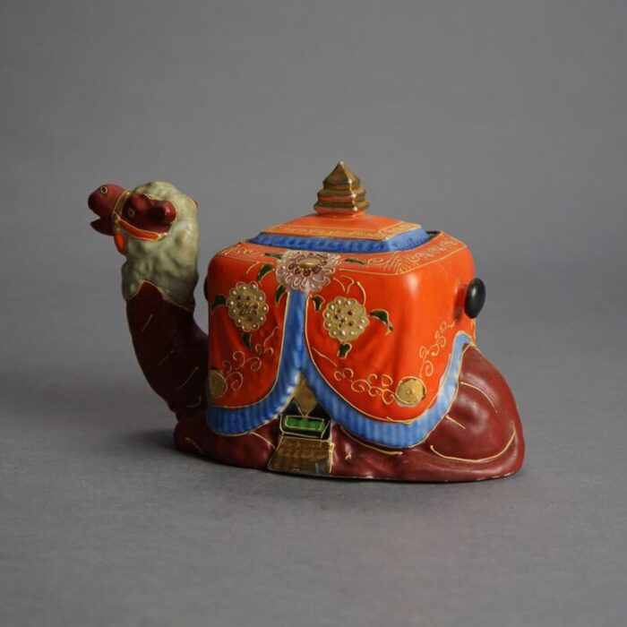 antique japanese satsuma figural pottery camel jar circa 1920 5784