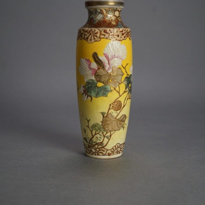 antique japanese satsuma meiji floral and gilt decorated porcelain vase circa 1910 1418