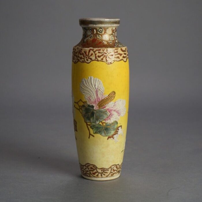 antique japanese satsuma meiji floral and gilt decorated porcelain vase circa 1910 2038