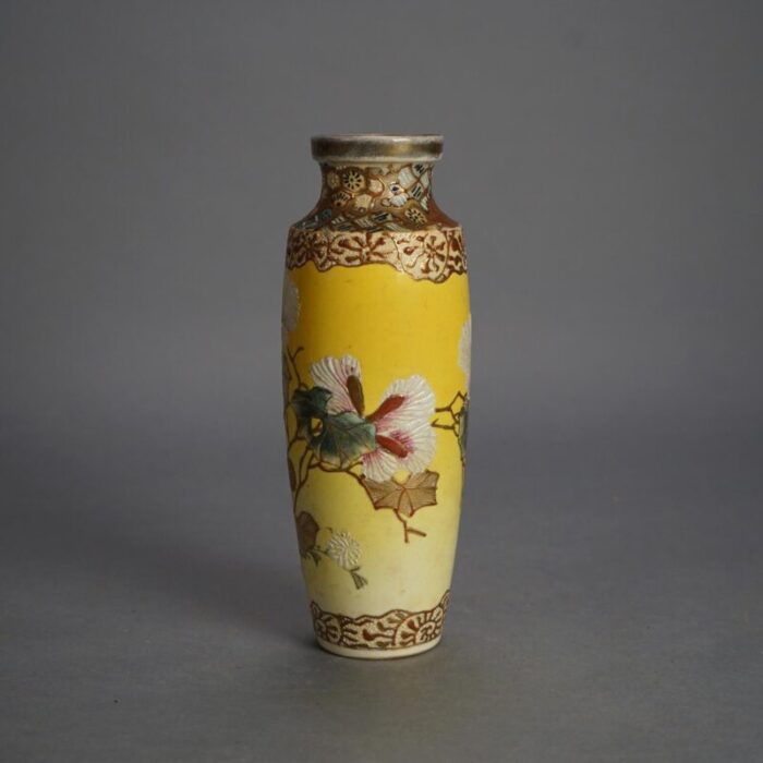 antique japanese satsuma meiji floral and gilt decorated porcelain vase circa 1910 3072