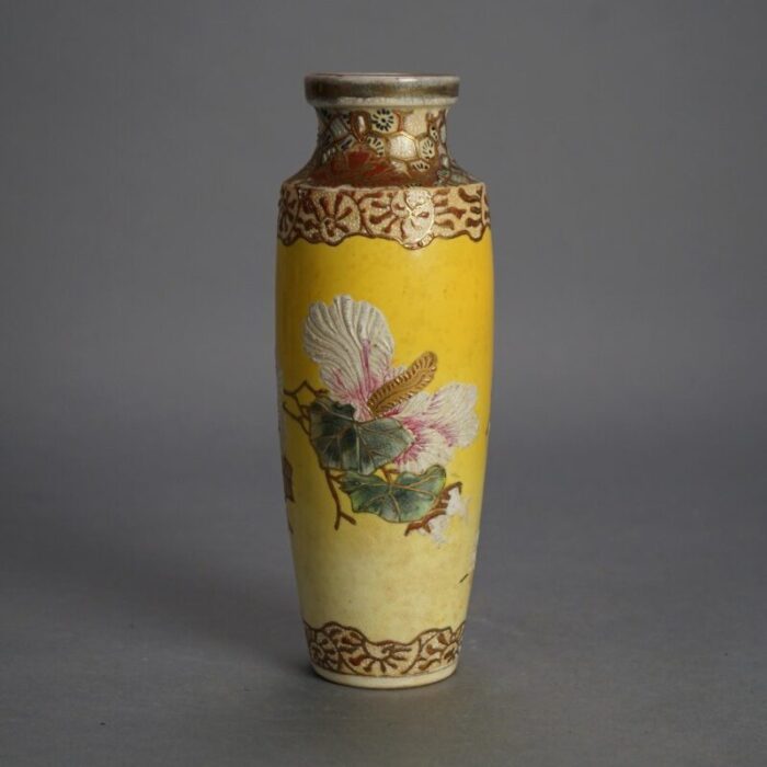 antique japanese satsuma meiji floral and gilt decorated porcelain vase circa 1910 4678