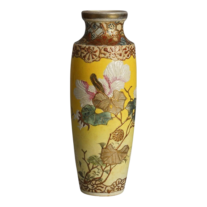 antique japanese satsuma meiji floral and gilt decorated porcelain vase circa 1910 6435