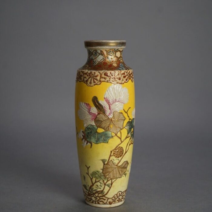 antique japanese satsuma meiji floral and gilt decorated porcelain vase circa 1910 8059