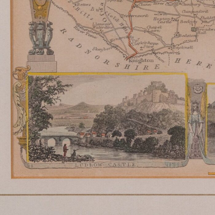 antique lithography map shropshire english framed cartography victorian 10