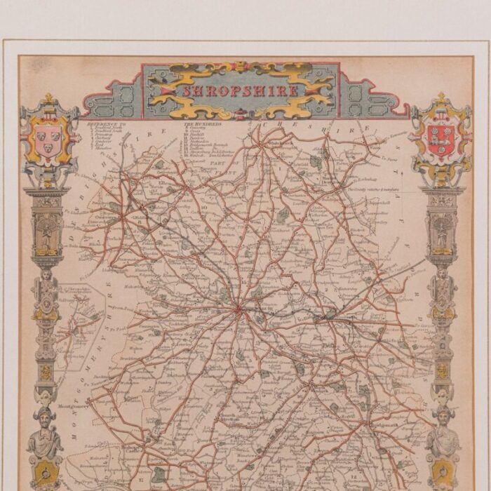 antique lithography map shropshire english framed cartography victorian 5