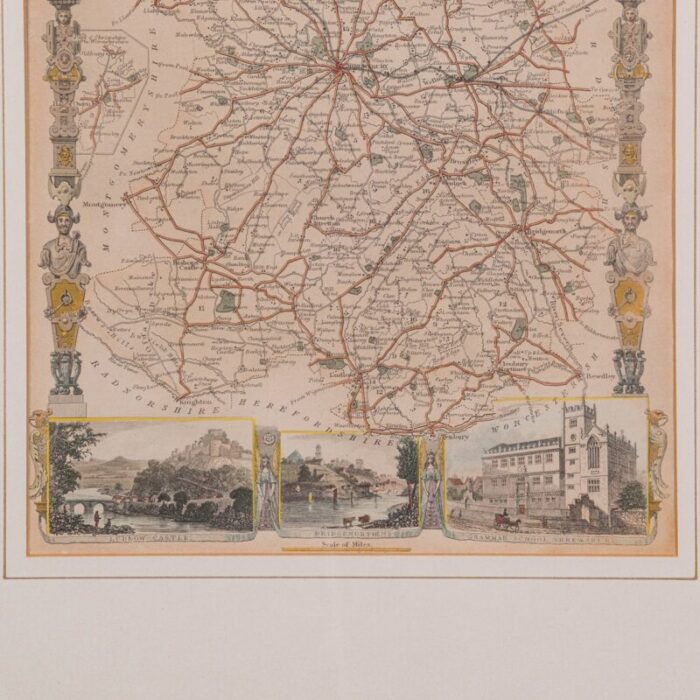 antique lithography map shropshire english framed cartography victorian 6