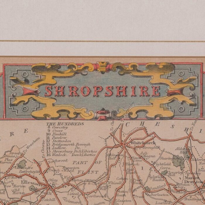 antique lithography map shropshire english framed cartography victorian 7