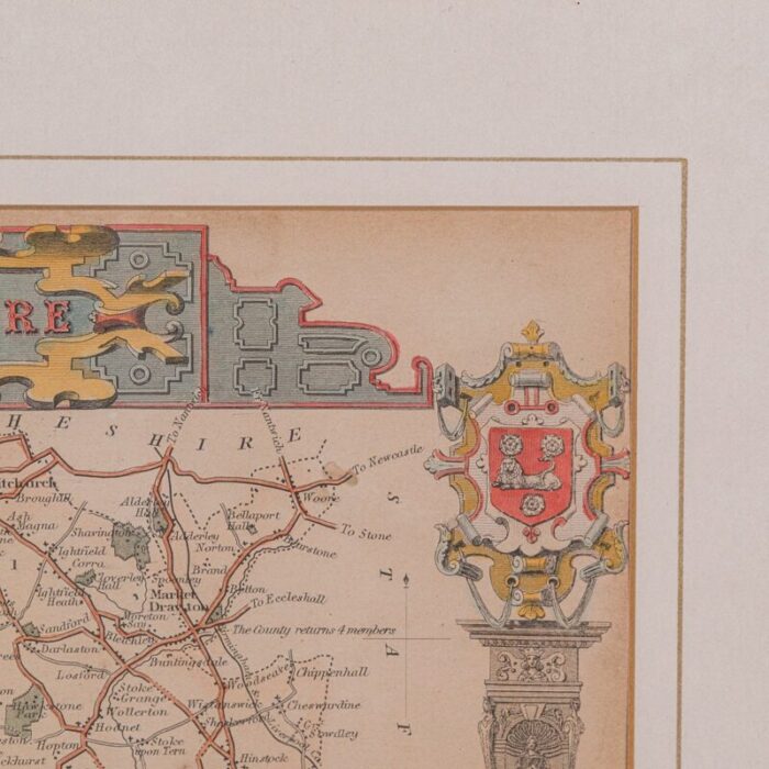 antique lithography map shropshire english framed cartography victorian 9