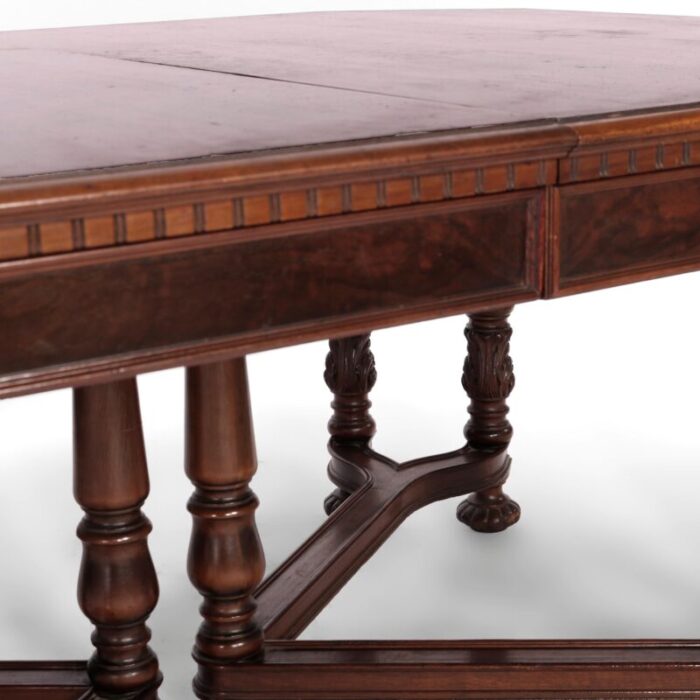 antique neoclassical carved walnut and burl dining table circa 1930 0247