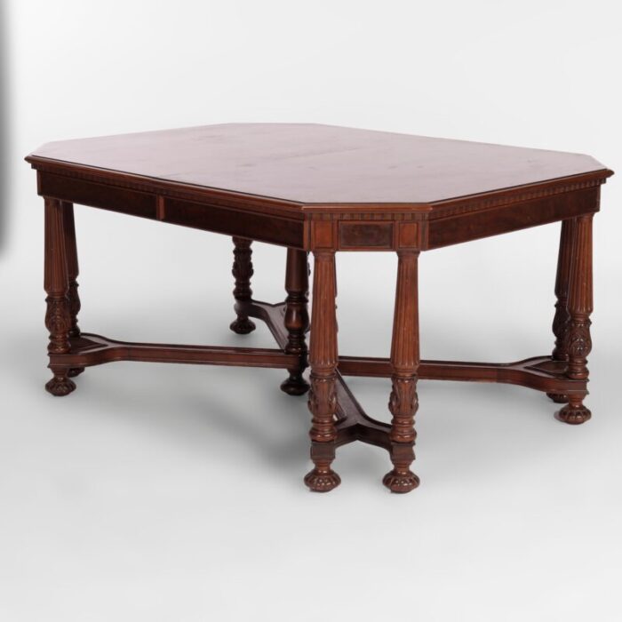 antique neoclassical carved walnut and burl dining table circa 1930 1678