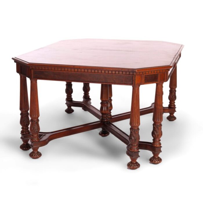 antique neoclassical carved walnut and burl dining table circa 1930 2940