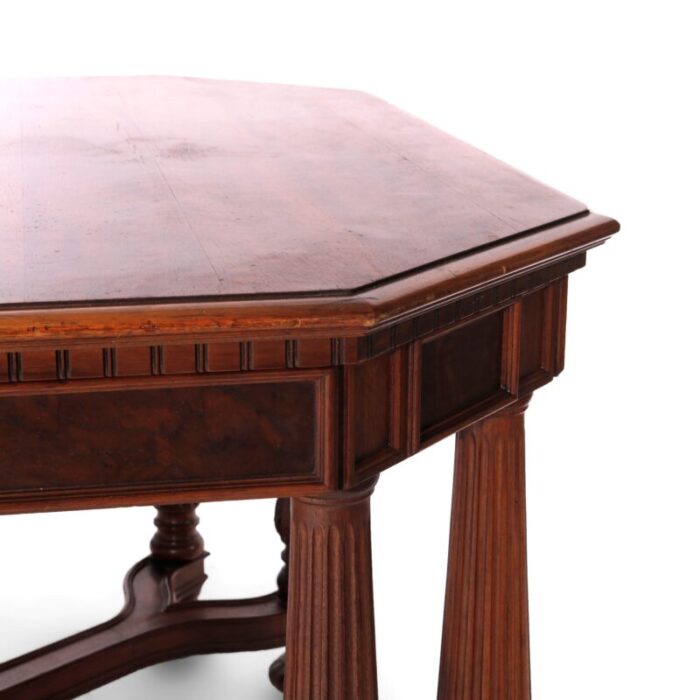 antique neoclassical carved walnut and burl dining table circa 1930 4348