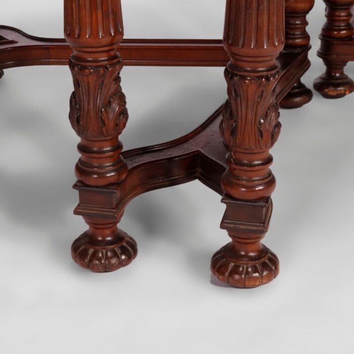 antique neoclassical carved walnut and burl dining table circa 1930 5378