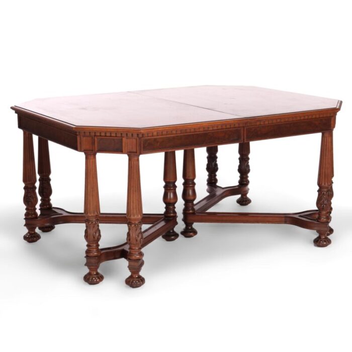 antique neoclassical carved walnut and burl dining table circa 1930 7963