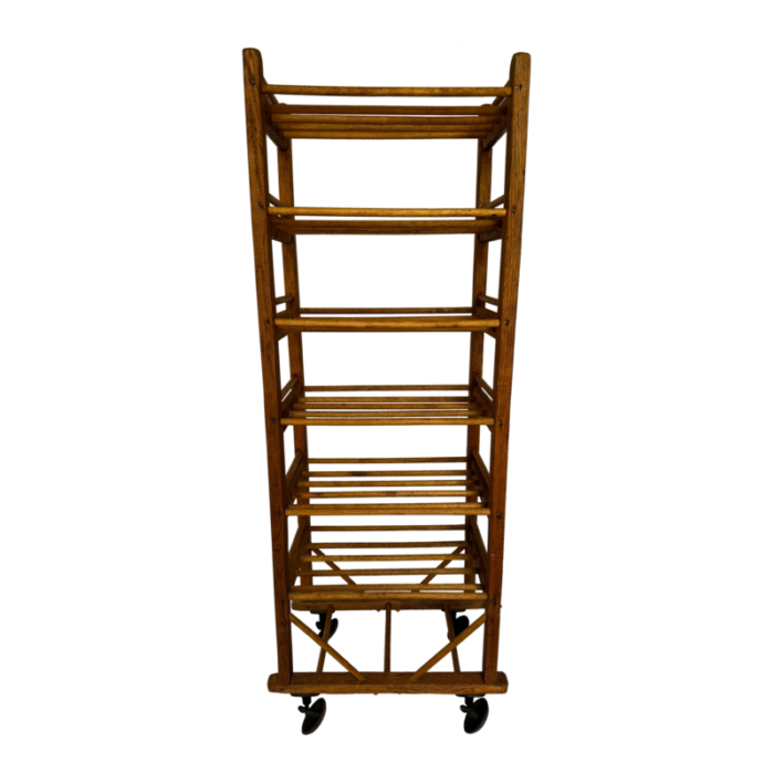 antique oak industrial shoe rack 6144