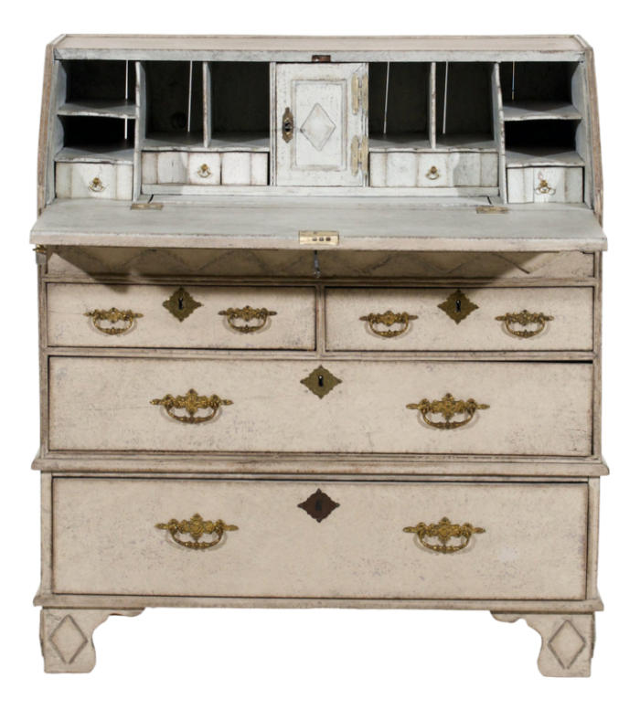 antique scandinavian white bureau 0286