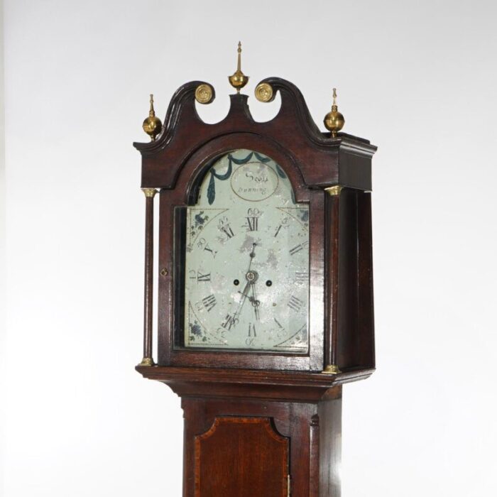 antique scottish dunning oak and satinwood grandfather clock 19th century 3914