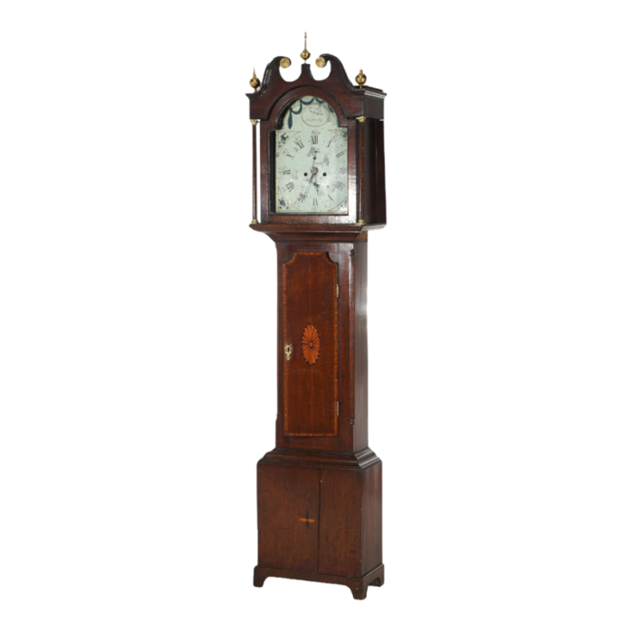 antique scottish dunning oak and satinwood grandfather clock 19th century 7711