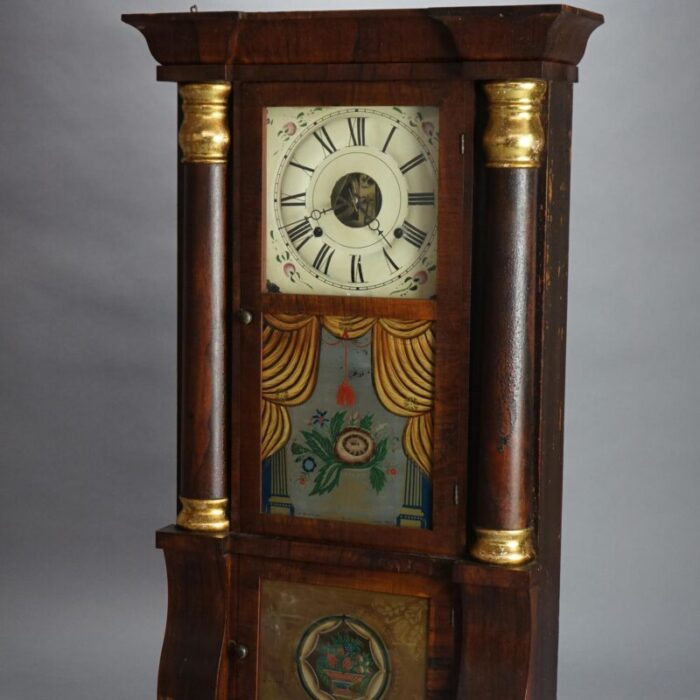 antique seth thomas flame mahogany and rosewood open escapement mantel clock circa 1840 1187