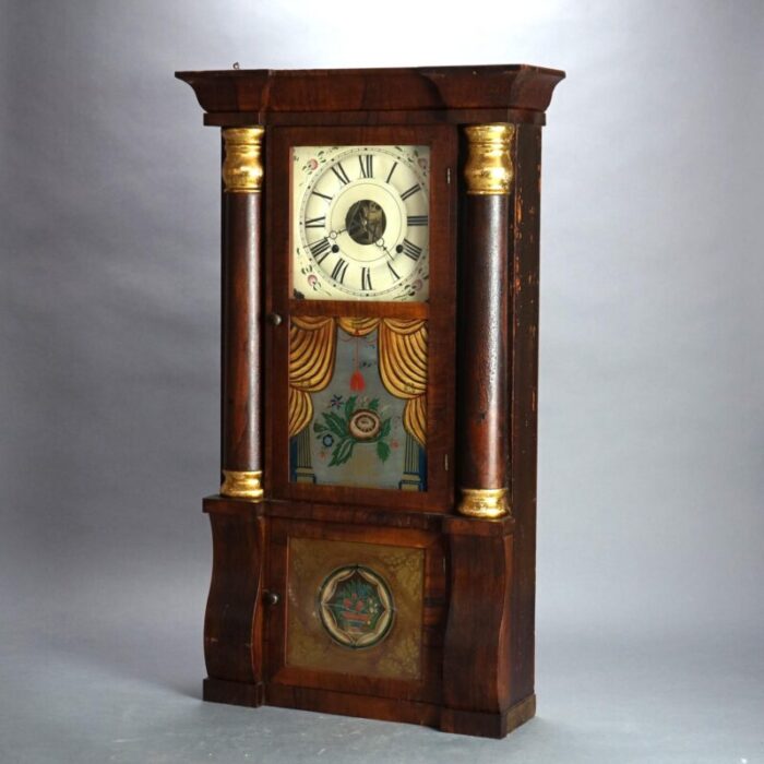 antique seth thomas flame mahogany and rosewood open escapement mantel clock circa 1840 2570