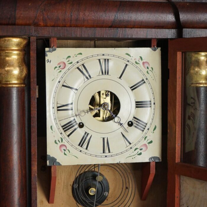 antique seth thomas flame mahogany and rosewood open escapement mantel clock circa 1840 5469