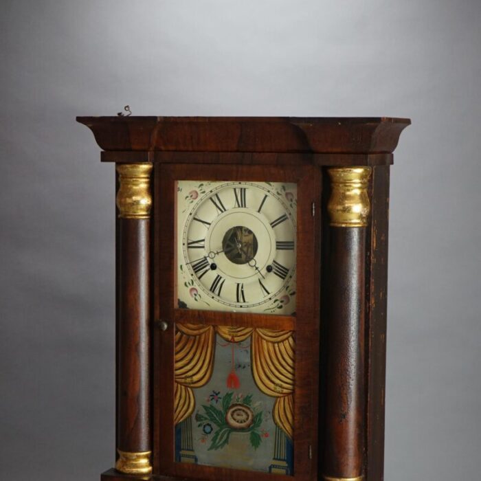 antique seth thomas flame mahogany and rosewood open escapement mantel clock circa 1840 8292