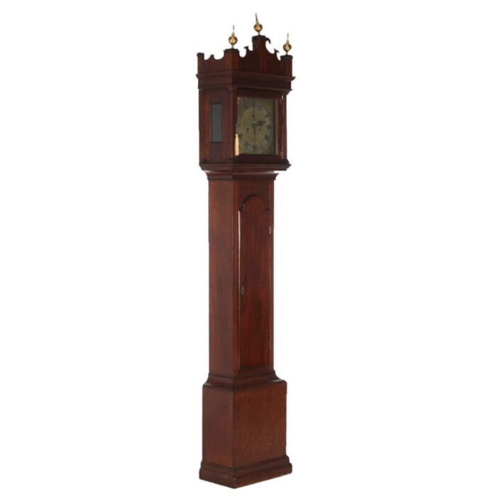 antique thomas farrer mahogany grandfather clock with brass finials 19th century 3189