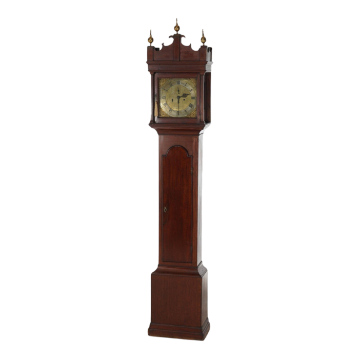 antique thomas farrer mahogany grandfather clock with brass finials 19th century 3947