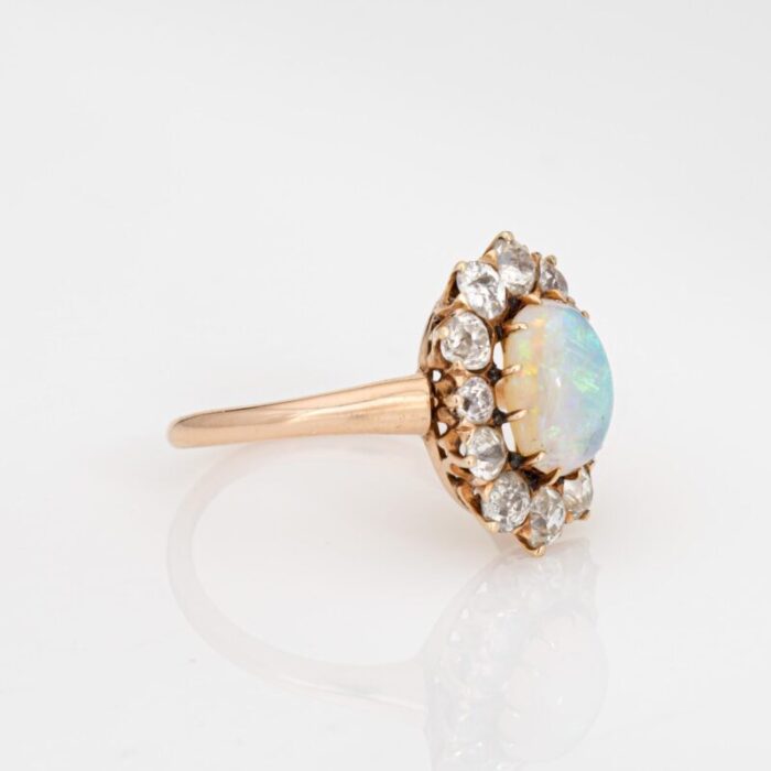 antique victorian opal diamond ring 14k yellow gold gemstone engagement sz 675 0835