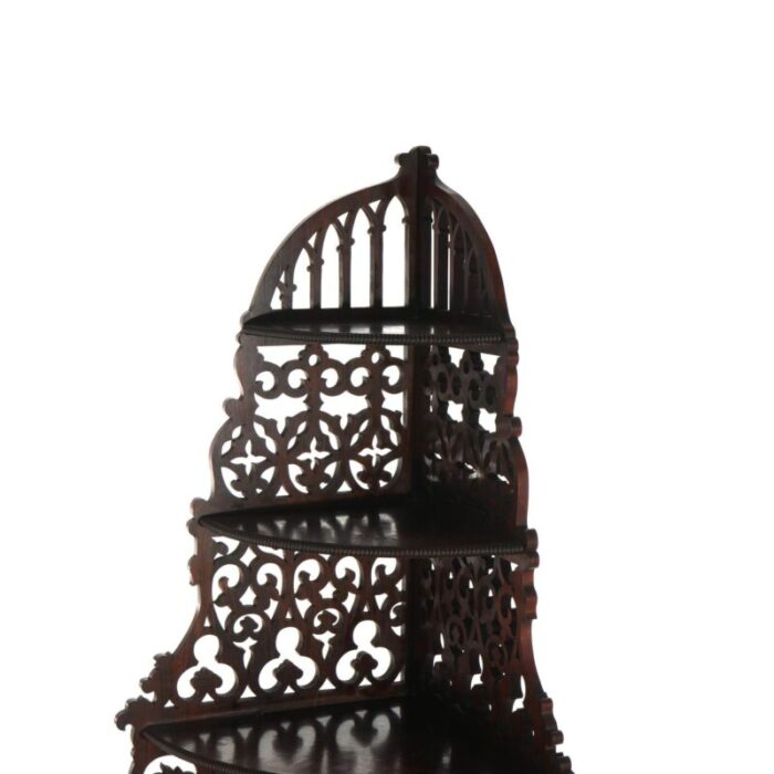 antique victorian rosewood etagere with reticulated and graduated carved shelving 3870