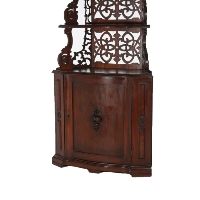 antique victorian walnut etagere with reticulated and graduated carved shelving 5729