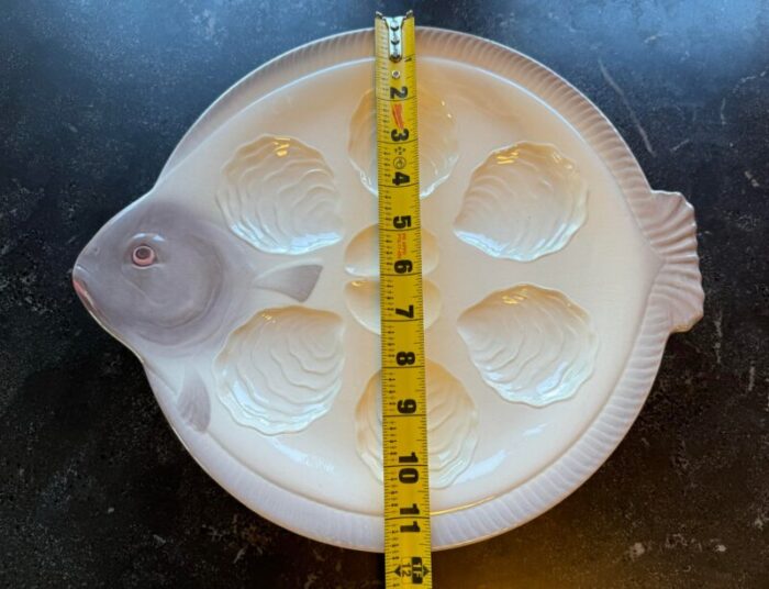 antique waechtersbach pottery fish shaped oyster serving plate 7153