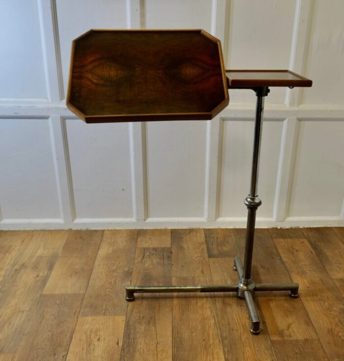 art deco chrome and walnut reading stand 1920s 7